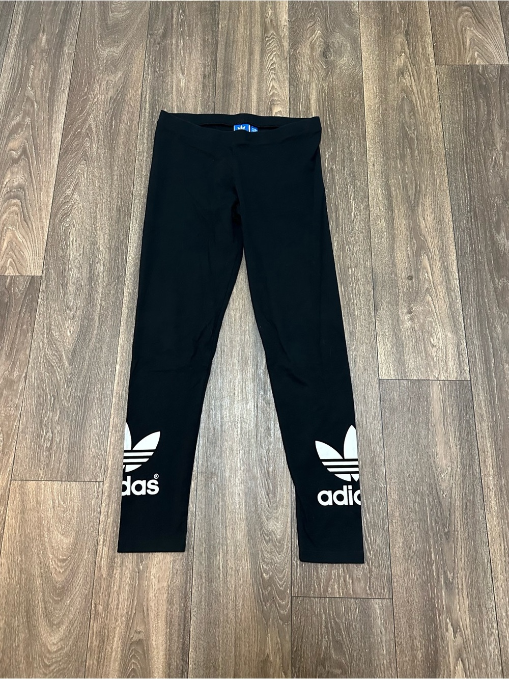 adidas Black Leggings with White Trefoil Logos